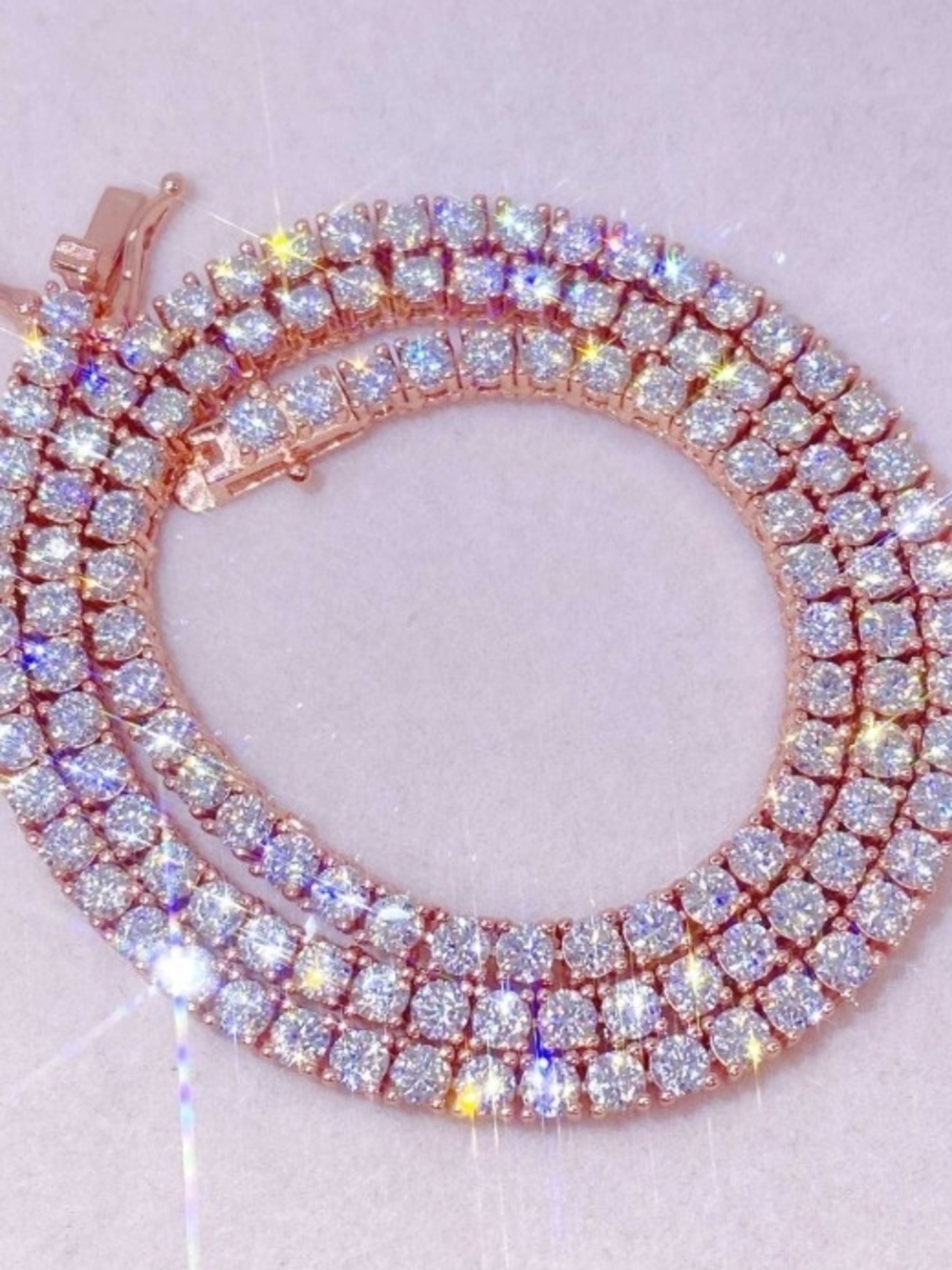 Rose Gold Moissanite Necklace - VVS1 Passes Diamond Tester 2mm 22inch
